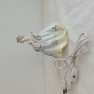 Vintage Ardalt  Porcelain Figurine Nightlight Girl with Rose Basket